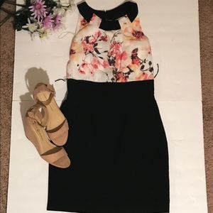 One-piece flowered top with black shirt
